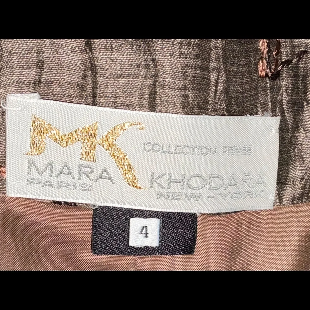 Scrumptious Vintage MARA KHODARA Embroidered Jacket w/ Statement Bow Brown Sz 4